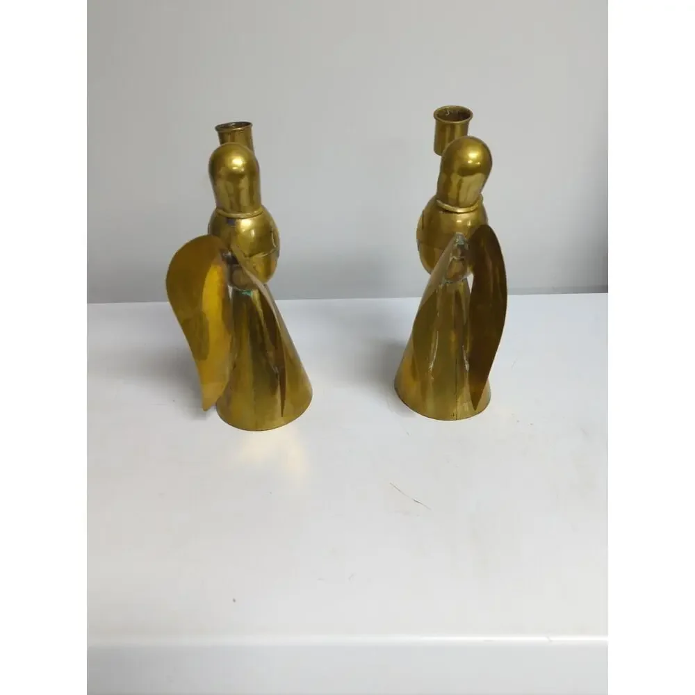 Angel Candle Holders Made In Mexico Copper Brass Set Of 2 Christmas Holiday